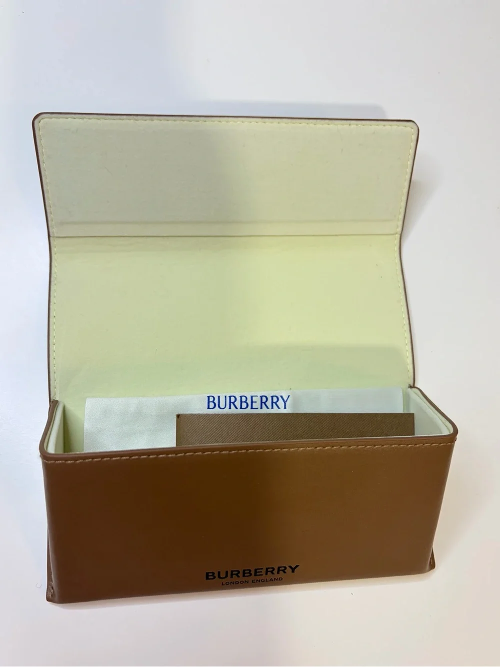 Burberry Leather Sunglasses Case Tan Camel London England Box Dust Bag Set